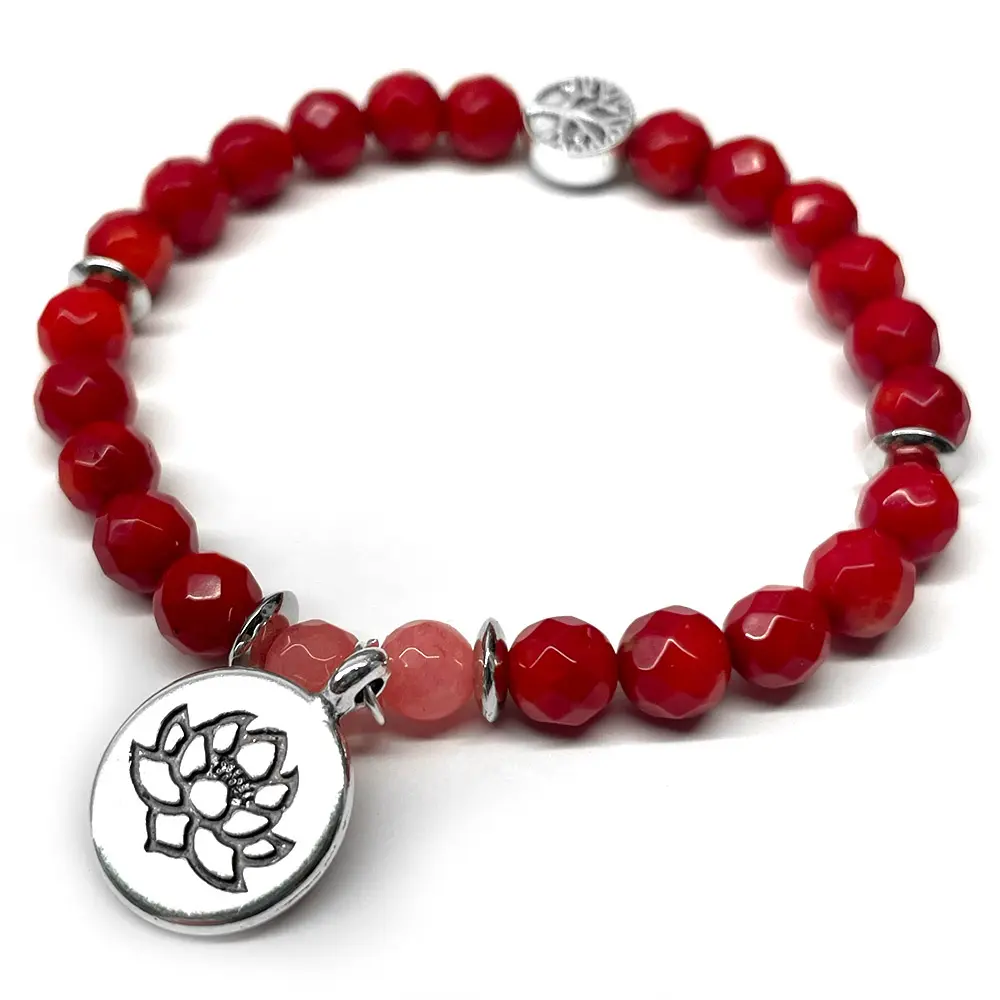 Mala bracelet corail et jade rose