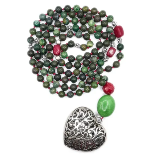 Collana Mala di giada verde arcobaleno Giada arcobaleno