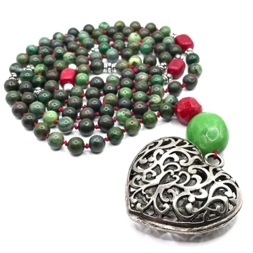 Collana Mala di giada verde arcobaleno Giada arcobaleno