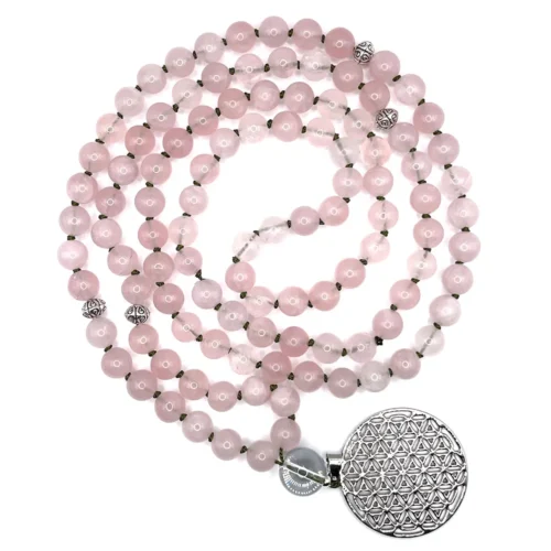 Mala en quartz rose