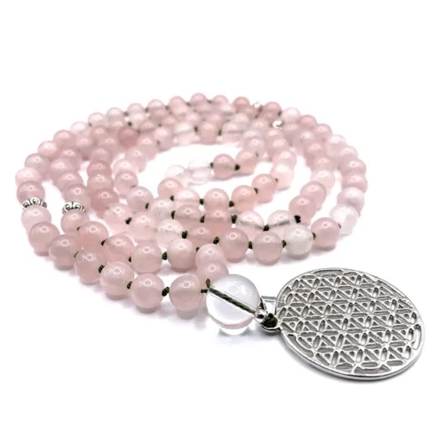 Mala en quartz rose