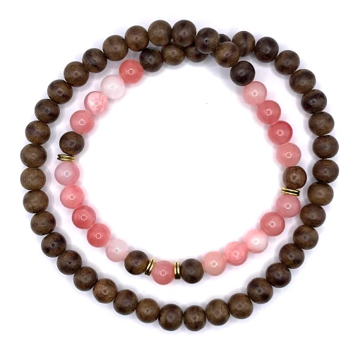 Wickelarmband Pink Persian Jade & Rosenholz