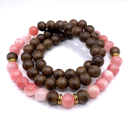 Wickelarmband Pink Persian Jade & Rosenholz
