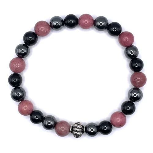 Armband Rhodonit Haematit Onyx